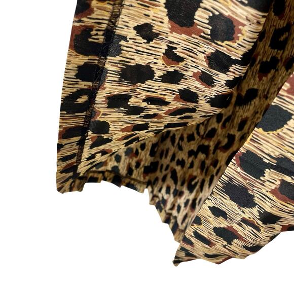 Vintage 90s Leopard Print A-Line Skirt Tan & Black Elastic Waist - Size XL - Picture 5 of 9